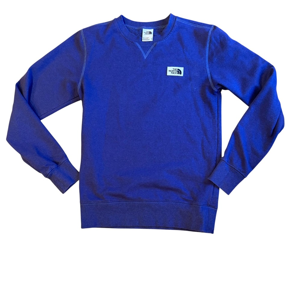 The North Face Sweatshirt Mens XS Purple Crewneck Fleece Pullover Logo Patch